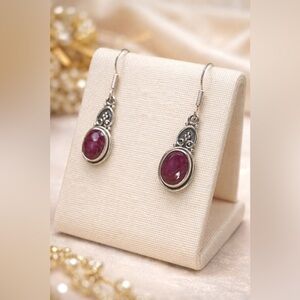 Statement Ruby Earrings ✨ Sterling Silver 925 | Rich Red Gemstones